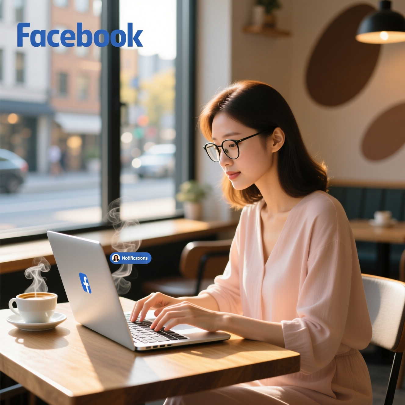 Personne utilisant un ordinateur portable pour gérer son compte Facebook